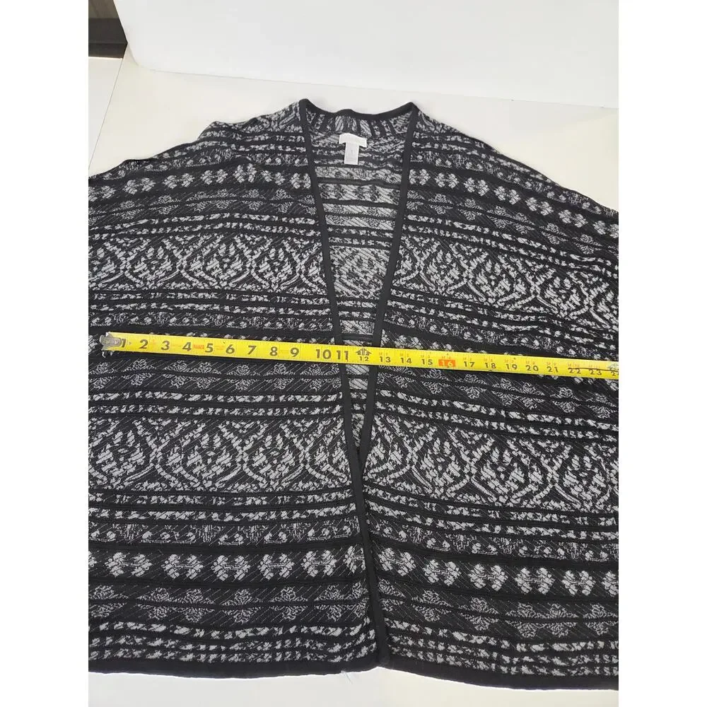 Chico's Dazzling Decoration Lyndie Cardigan Sweater Women's 1 Black Fair Isle